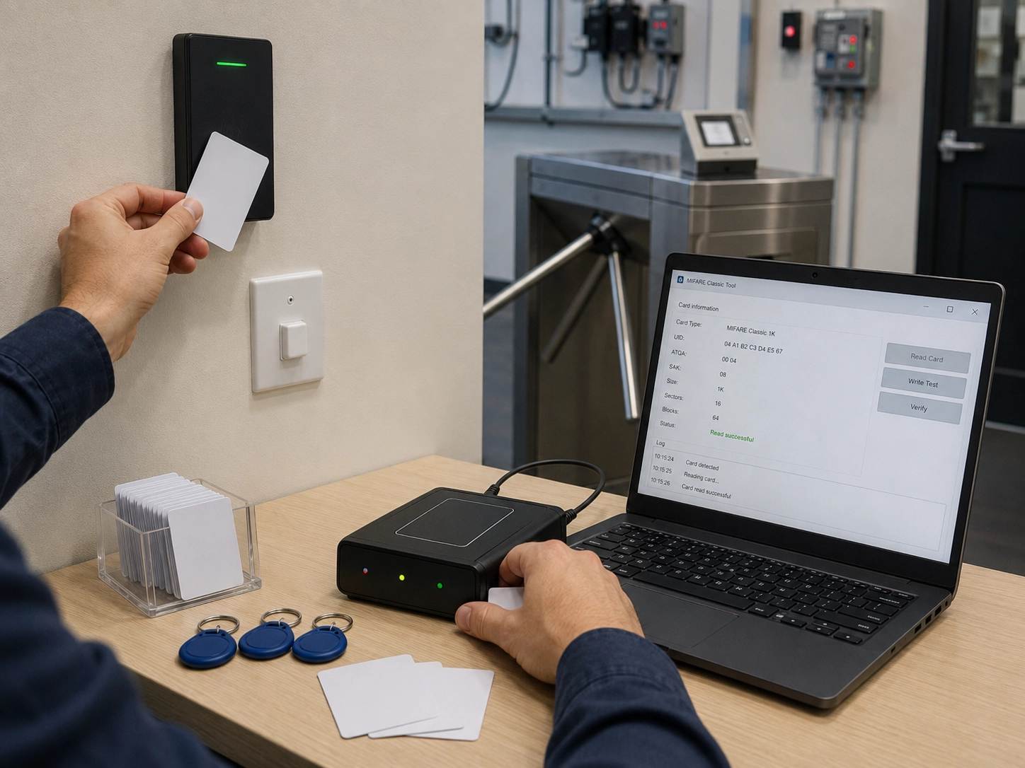Testing MIFARE Classic 1K compatibility with installed access control readers and desktop encoders Testing MIFARE Classic 1K compatibility with installed access control readers and desktop encoders